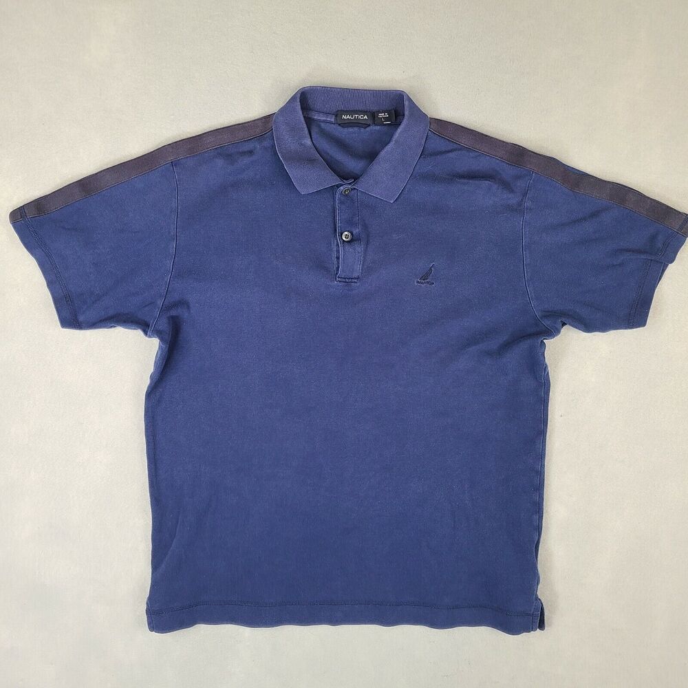 Nautica Polo Shirt Men's Large Blue Short Sleeve Casual Collared